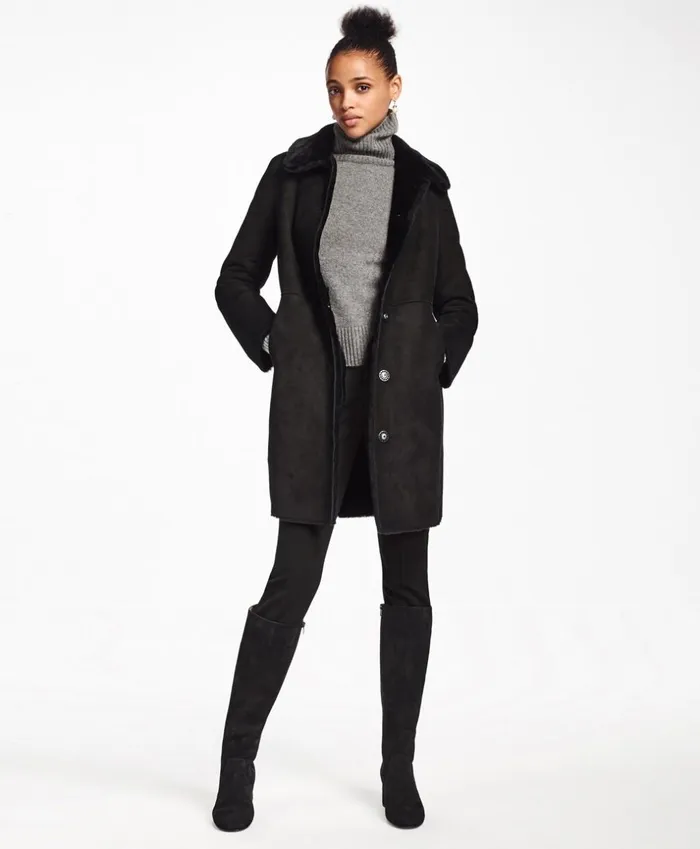 Brooks Brothers Outerwear Shearling Cocoon Coat Black 8211 Women Brooks Brothers Outerwear Shearling Cocoon Coat Black 8211 Women