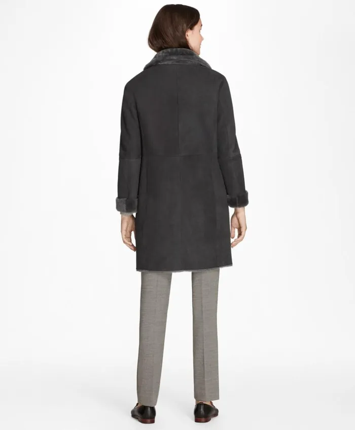 Brooks Brothers Outerwear Shearling Cocoon Coat Dark Grey 8211 Women Brooks Brothers Outerwear Shearling Cocoon Coat Dark Grey 8211 Women