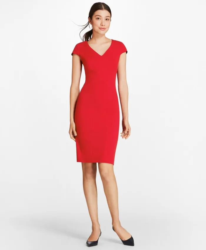 Brooks Brothers Petites Petite StretchWool Twill Sheath Dress Red 8211 Women Brooks Brothers Petites Petite StretchWool Twill Sheath Dress Red 8211 Women