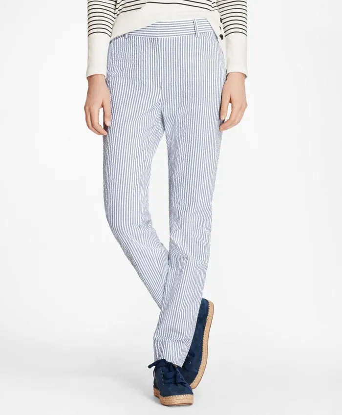 Brooks Brothers Petites Petite Striped Stretch Cotton Seersucker Pants Bluewhite 8211 Women Brooks Brothers Petites Petite Striped Stretch Cotton Seersucker Pants Bluewhite 8211 Women
