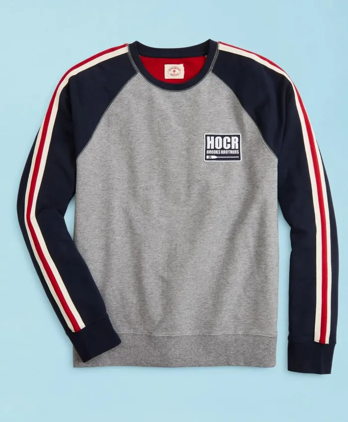 Brooks Brothers Polos and TShirts Head Of The Charles Regatta Striped French Terry Raglan Sweatshirt Grey 8211 Men Brooks Brothers Polos and TShirts Head Of The Charles Regatta Striped French Terry Raglan Sweatshirt Grey 8211 Men