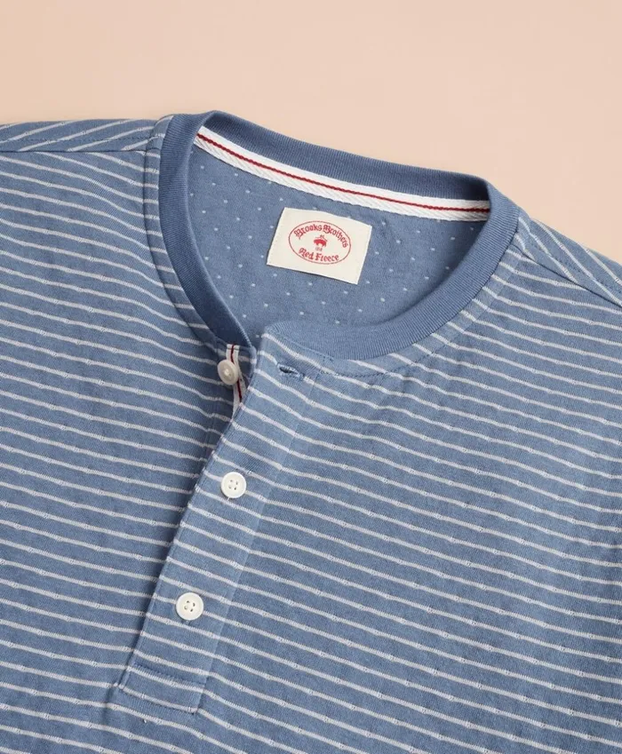 Brooks Brothers Polos and TShirts Striped DoubleKnit LongSleeve Henley Teal 8211 Men Brooks Brothers Polos and TShirts Striped DoubleKnit LongSleeve Henley Teal 8211 Men