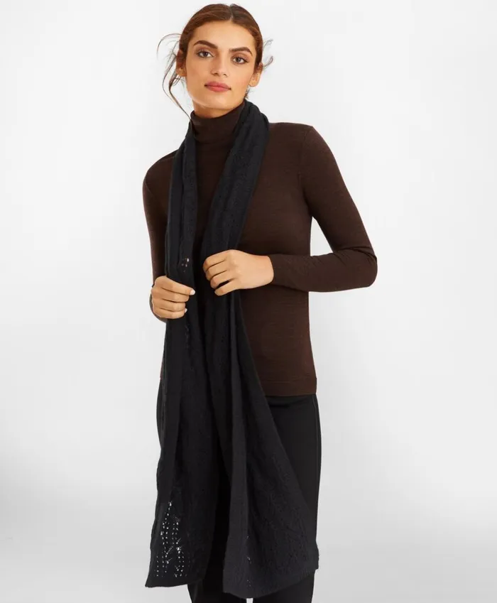 Brooks Brothers Scarves Hats and Gloves Pointelle CableKnit Cashmere Scarf Black 8211 Women Brooks Brothers Scarves Hats and Gloves Pointelle CableKnit Cashmere Scarf Black 8211 Women