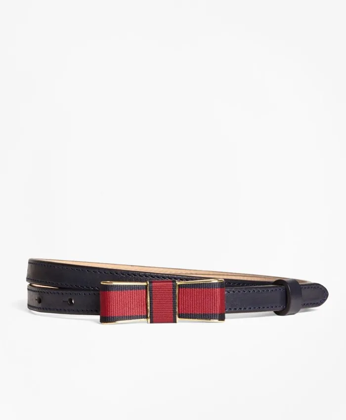Brooks Brothers Shoes and Belts Leather BowBuckle Belt Navy 8211 Women
