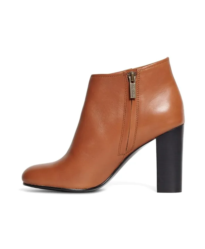 Brooks Brothers Shoes and Belts Short Leather Stacked Heel Booties Cognac 8211 Women Brooks Brothers Shoes and Belts Short Leather Stacked Heel Booties Cognac 8211 Women