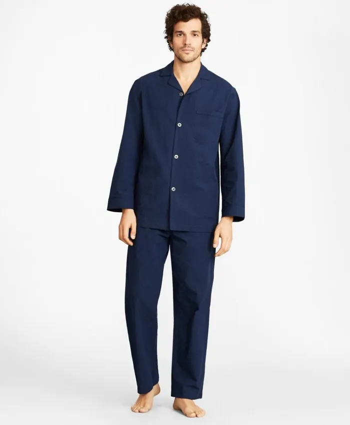 Brooks Brothers Sleepwear Seersucker Tonal Stripe Pajamas Navy 8211 Men