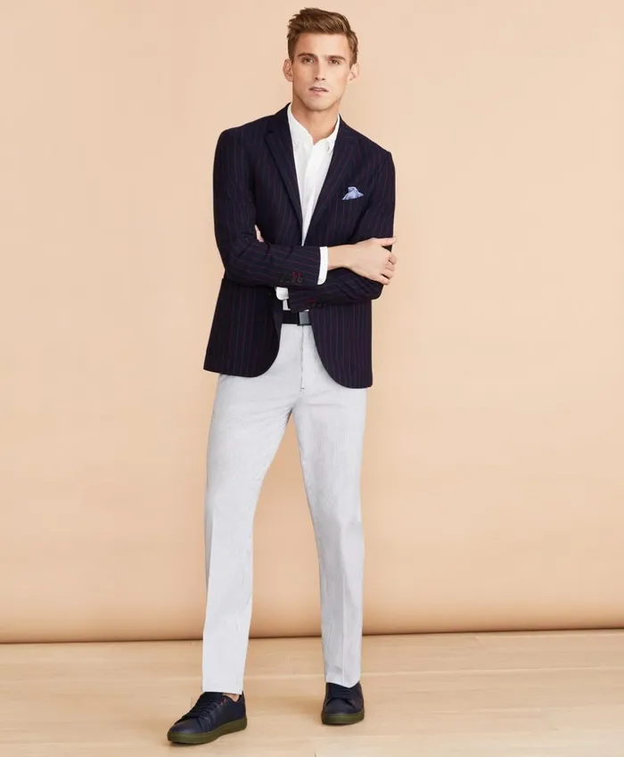 Brooks Brothers Sport Coats and Vests Striped Cotton Sport Coat Navy 8211 Men Brooks Brothers Sport Coats and Vests Striped Cotton Sport Coat Navy 8211 Men
