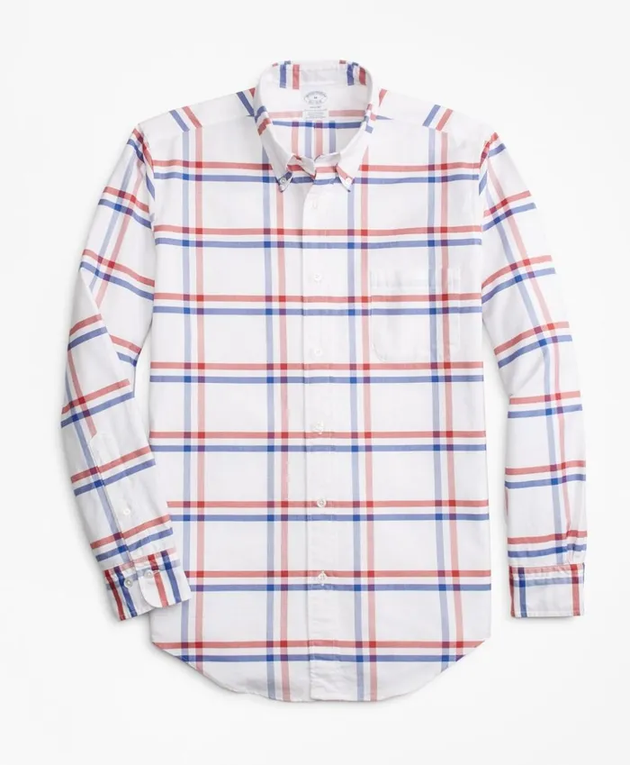 Brooks Brothers Sport Shirts Regent Fit Oxford Windowpane Sport Shirt Whitebluered 8211 Men Brooks Brothers Sport Shirts Regent Fit Oxford Windowpane Sport Shirt Whitebluered 8211 Men