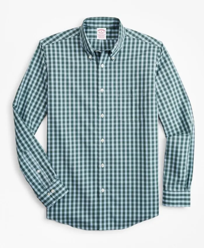 Brooks Brothers Sport Shirts Stretch Madison ClassicFit Sport Shirt NonIron Gingham Teal 8211 Men Brooks Brothers Sport Shirts Stretch Madison ClassicFit Sport Shirt NonIron Gingham Teal 8211 Men