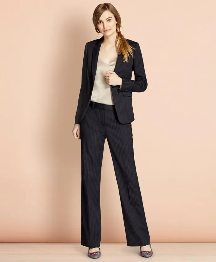 Brooks Brothers Suit Separates WideLeg Pinstripe Stretch Wool Trousers Navy 8211 Women Brooks Brothers Suit Separates WideLeg Pinstripe Stretch Wool Trousers Navy 8211 Women