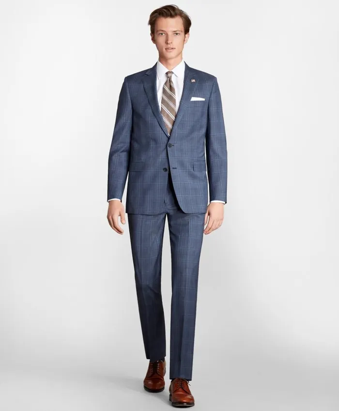 Brooks Brothers Suits Regent Fit Check 1818 Suit Navy 8211 Men