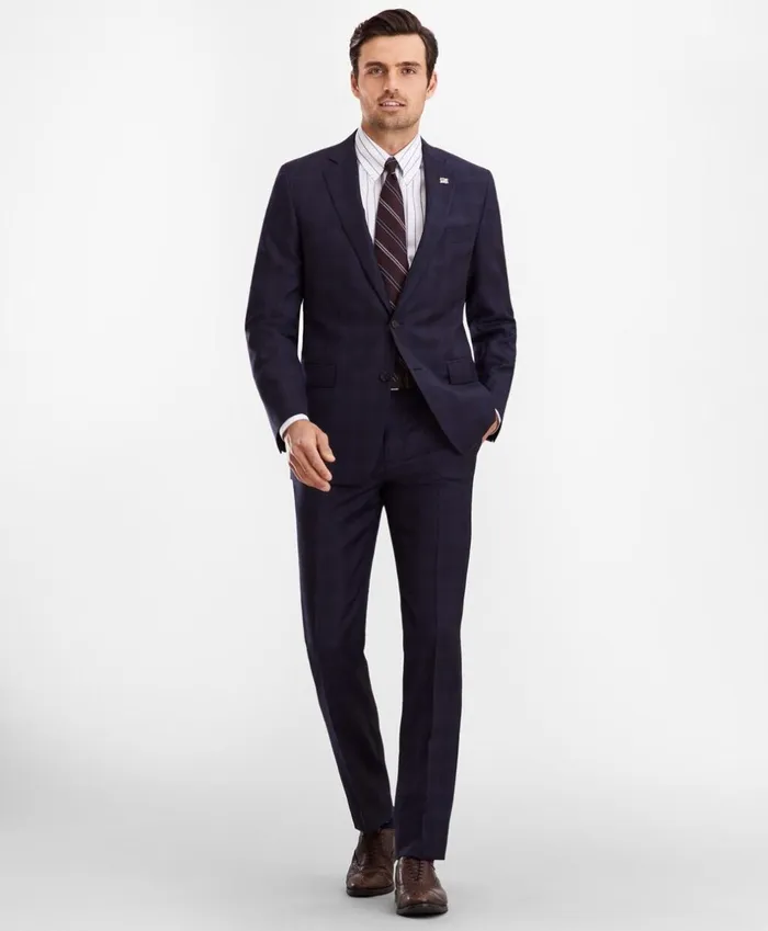 Brooks Brothers Suits Regent Fit Plaid 1818 Suit Navy 8211 Men
