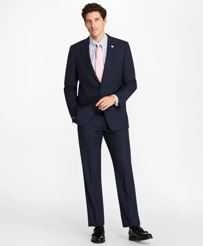 Brooks Brothers Suits Regent Fit Textured Weave 1818 Suit Navyblue 8211 Men