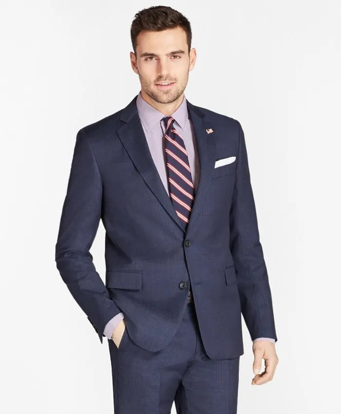 Brooks Brothers Suits Regent Fit Tic With Stripe 1818 Suit Blue 8211 Men