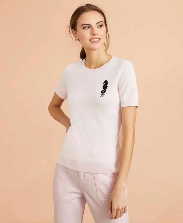 Brooks Brothers Sweaters Beaded Seahorse ShortSleeve Cotton Sweater Light Pink 8211 Women Brooks Brothers Sweaters Beaded Seahorse ShortSleeve Cotton Sweater Light Pink 8211 Women