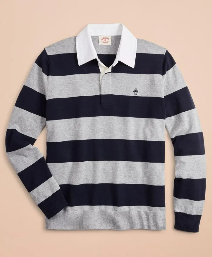 Brooks Brothers Sweaters CottonCashmere Rugby Sweater Grey 8211 Men
