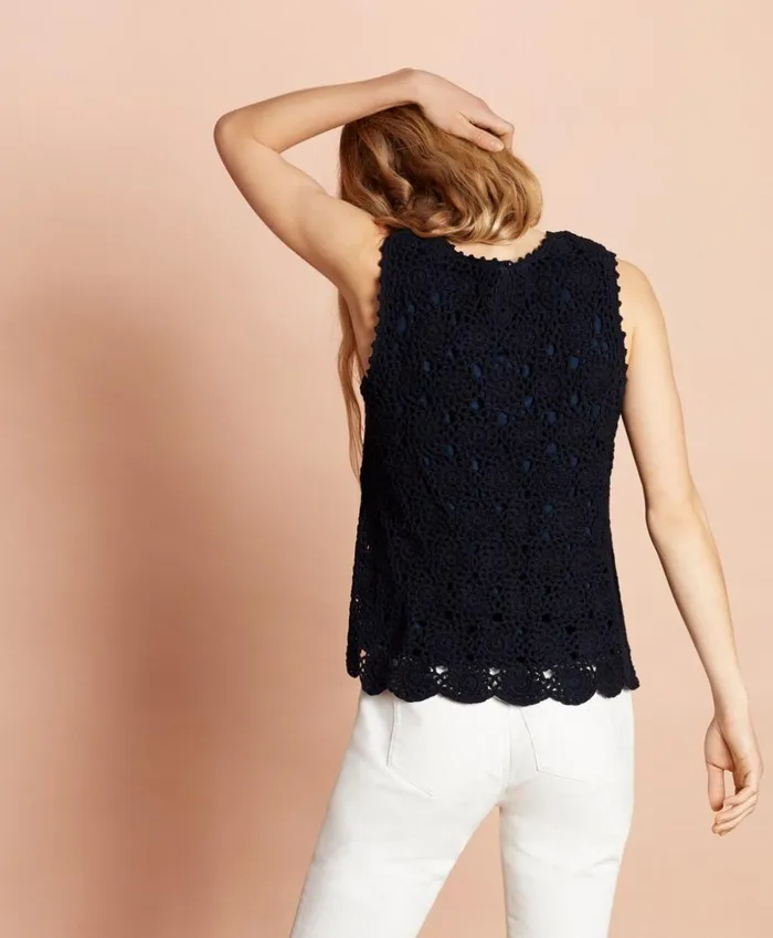 Brooks Brothers Sweaters Cotton Crochet Lace Top Navy 8211 Women Brooks Brothers Sweaters Cotton Crochet Lace Top Navy 8211 Women