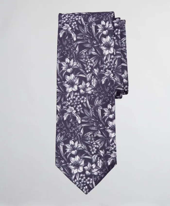 Brooks Brothers Ties Silk And Linen Floral Tie Navy 8211 Men
