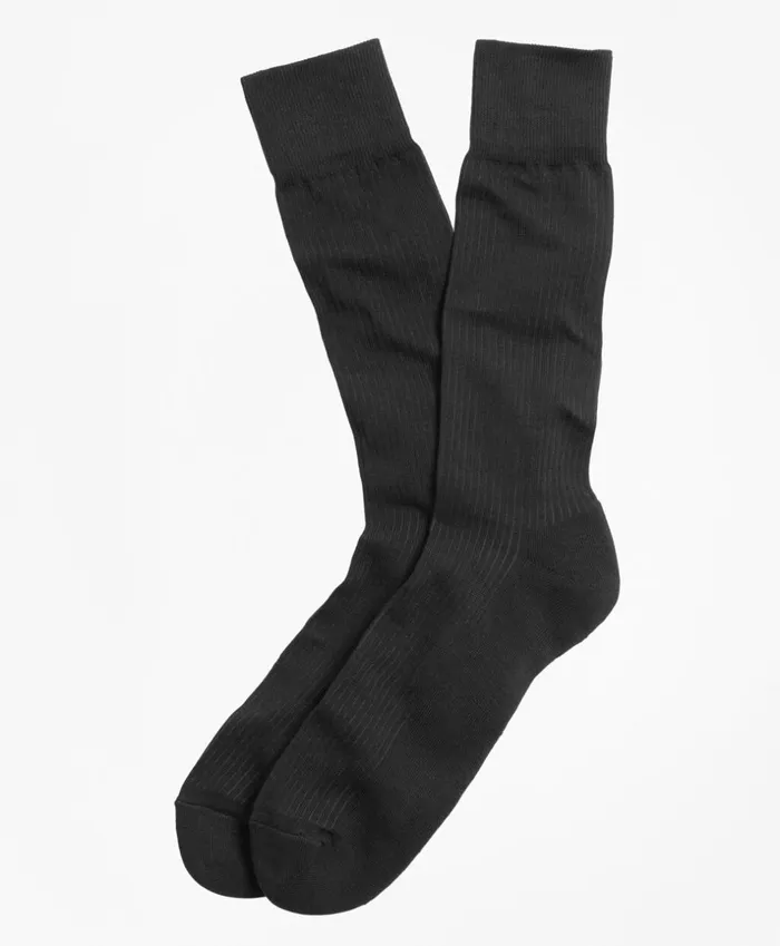 Brooks Brothers Underwear and Socks Cotton Cushion Sole Socks Black 8211 Men