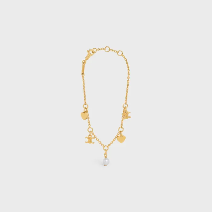 Cur Celine Charms Bracelet In Brass With Gold Finish And Resin Pearl Gold Ivory Women CELINE BRACELETS Cur Celine Charms Bracelet In Brass With Gold Finish And Resin Pearl Gold Ivory Women CELINE BRACELETS