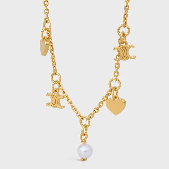 Cur Celine Charms Bracelet In Brass With Gold Finish And Resin Pearl Gold Ivory Women CELINE BRACELETS Cur Celine Charms Bracelet In Brass With Gold Finish And Resin Pearl Gold Ivory Women CELINE BRACELETS