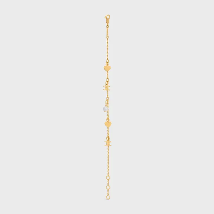 Cur Celine Charms Bracelet In Brass With Gold Finish And Resin Pearl Gold Ivory Women CELINE BRACELETS Cur Celine Charms Bracelet In Brass With Gold Finish And Resin Pearl Gold Ivory Women CELINE BRACELETS
