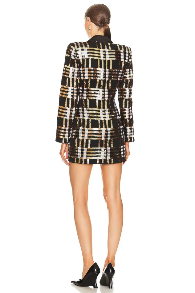 Calypso Blazer Dress Sequin Plaid Multi Women Lovers and Friends Dresses
