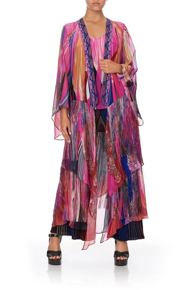 Camilla Kaftans and Coverups Women Robe With Double Layered Hem Folk River