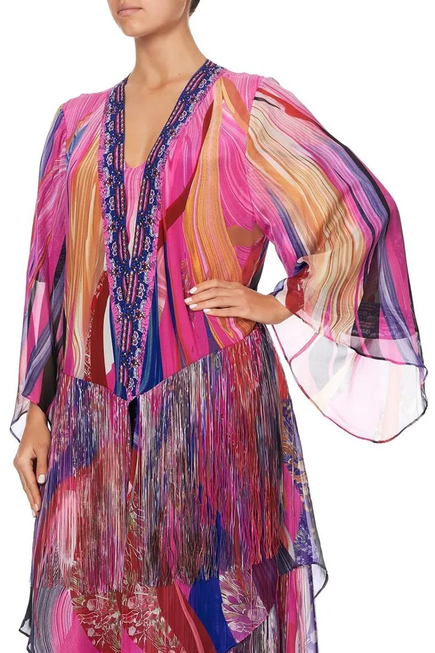 Camilla Kaftans and Coverups Women Robe With Double Layered Hem Folk River