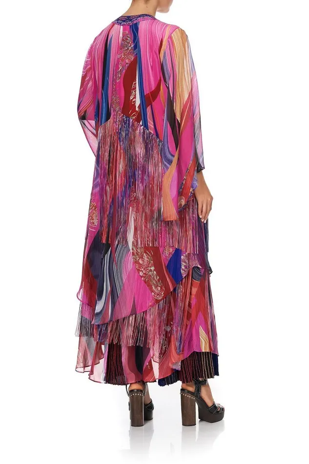 Camilla Kaftans and Coverups Women Robe With Double Layered Hem Folk River