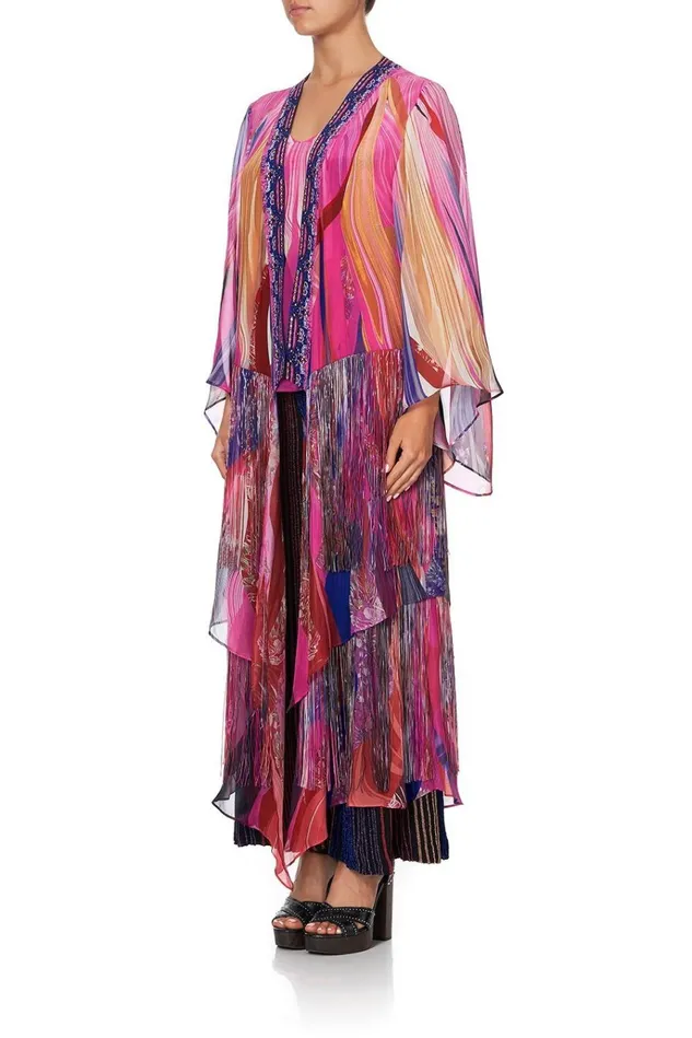 Camilla Kaftans and Coverups Women Robe With Double Layered Hem Folk River