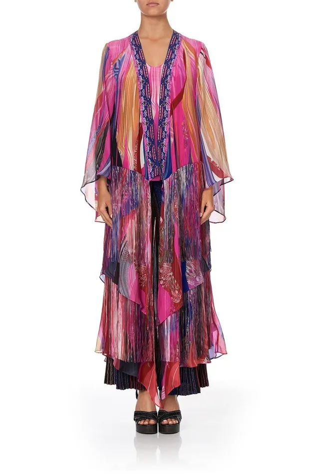 Camilla Kaftans and Coverups Women Robe With Double Layered Hem Folk River