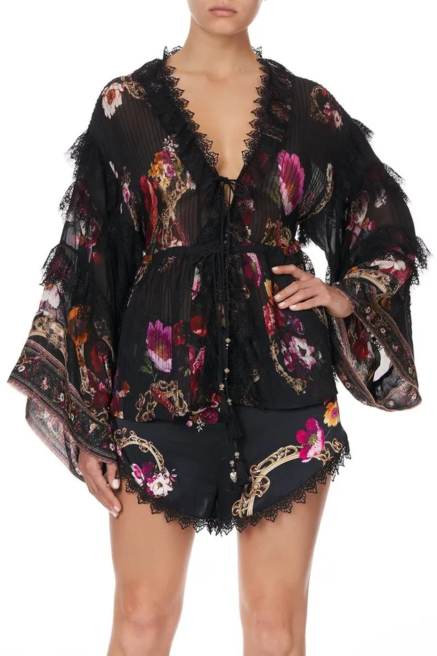 Camilla Kimonos Women Tie Front Lace Insert Layer Mirror Mirror