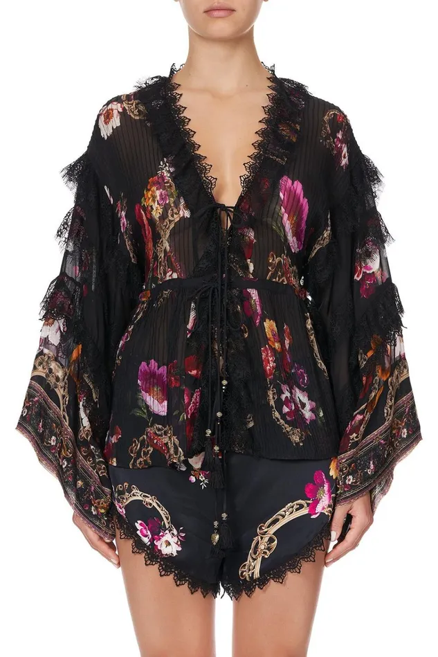 Camilla Kimonos Women Tie Front Lace Insert Layer Mirror Mirror