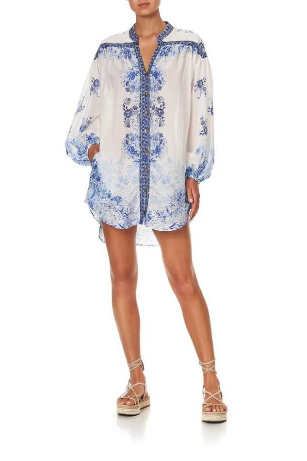 Camilla Mini Dresses Women Blouson Sleeve Shirt Dress High Tea