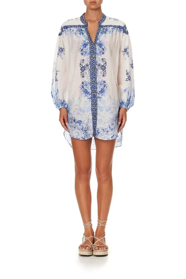 Camilla Mini Dresses Women Blouson Sleeve Shirt Dress High Tea