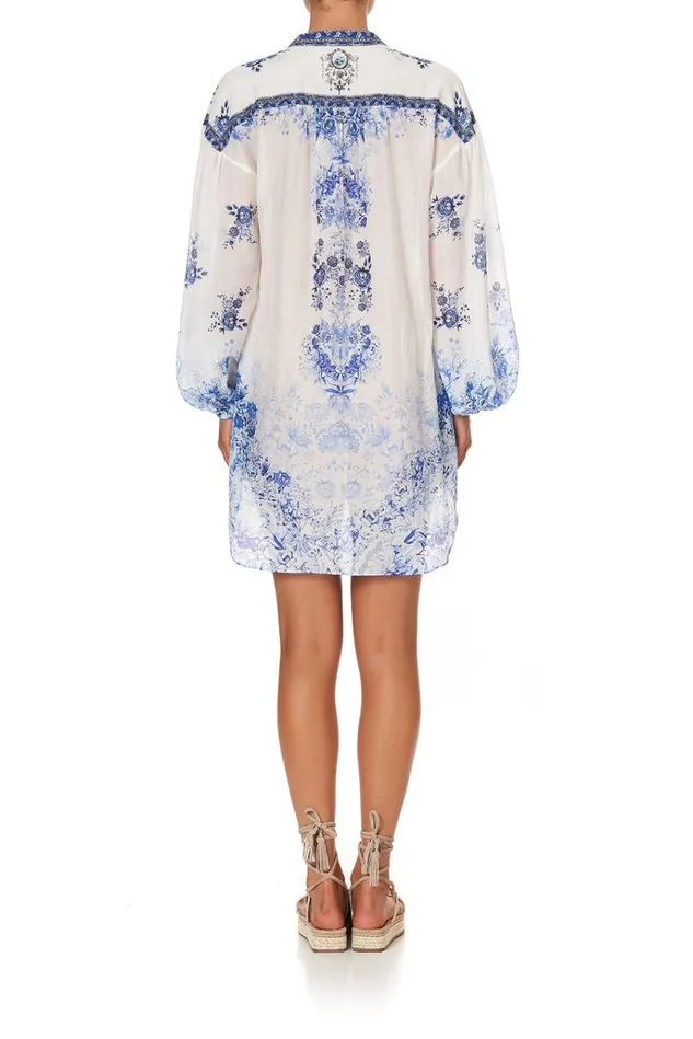 Camilla Mini Dresses Women Blouson Sleeve Shirt Dress High Tea