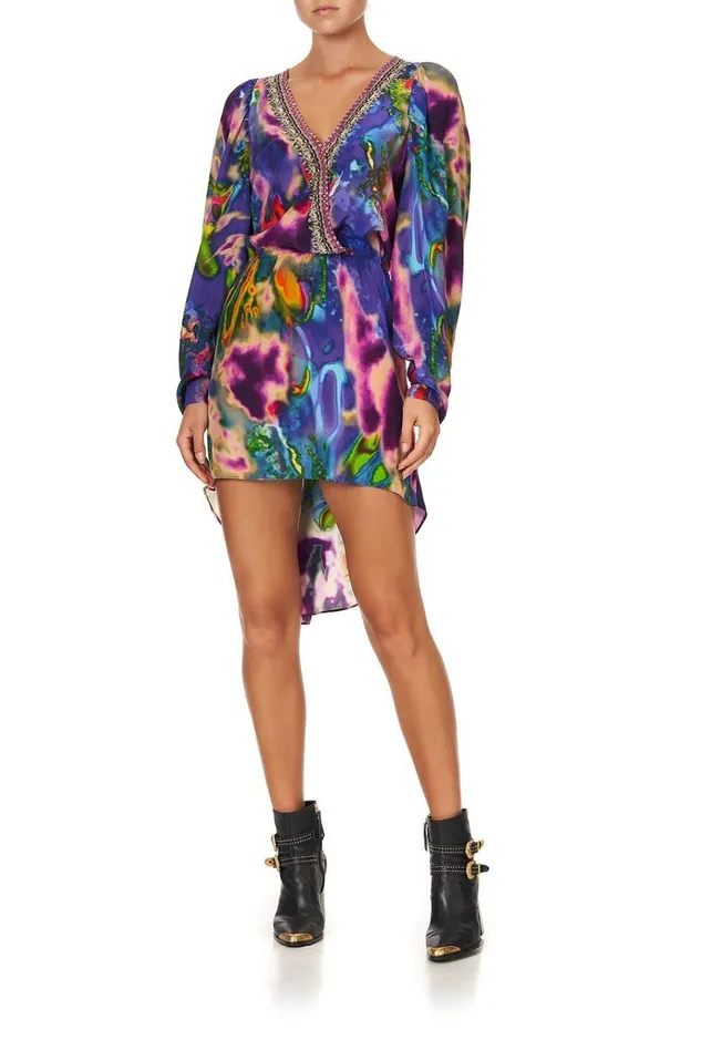 Camilla Mini Dresses Women Cross Front High Low Mini Dress Acid Abbey