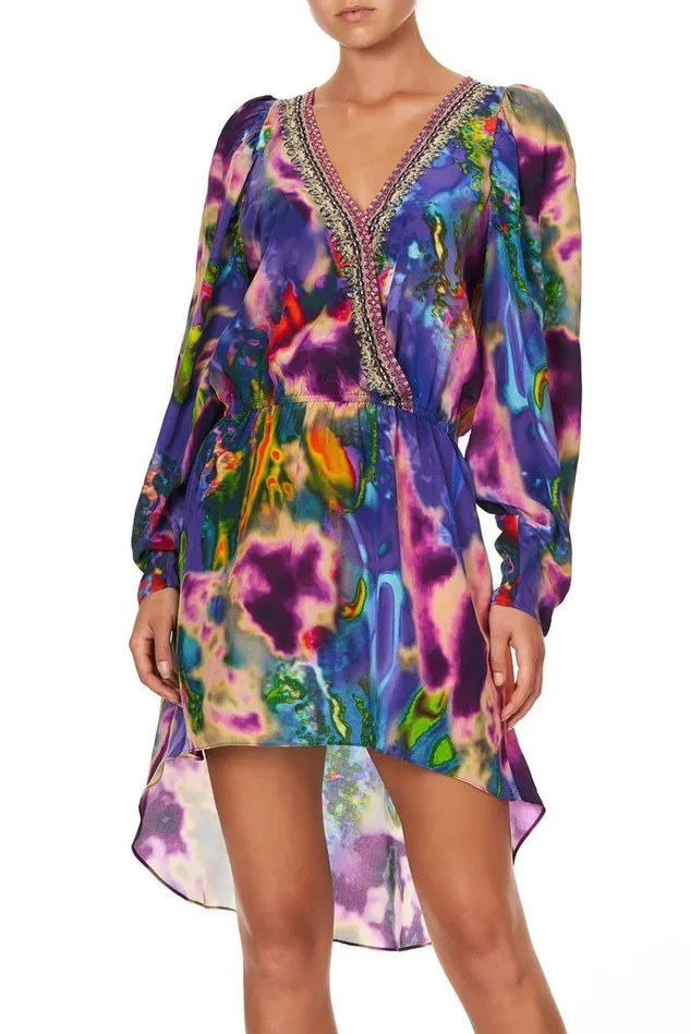 Camilla Mini Dresses Women Cross Front High Low Mini Dress Acid Abbey