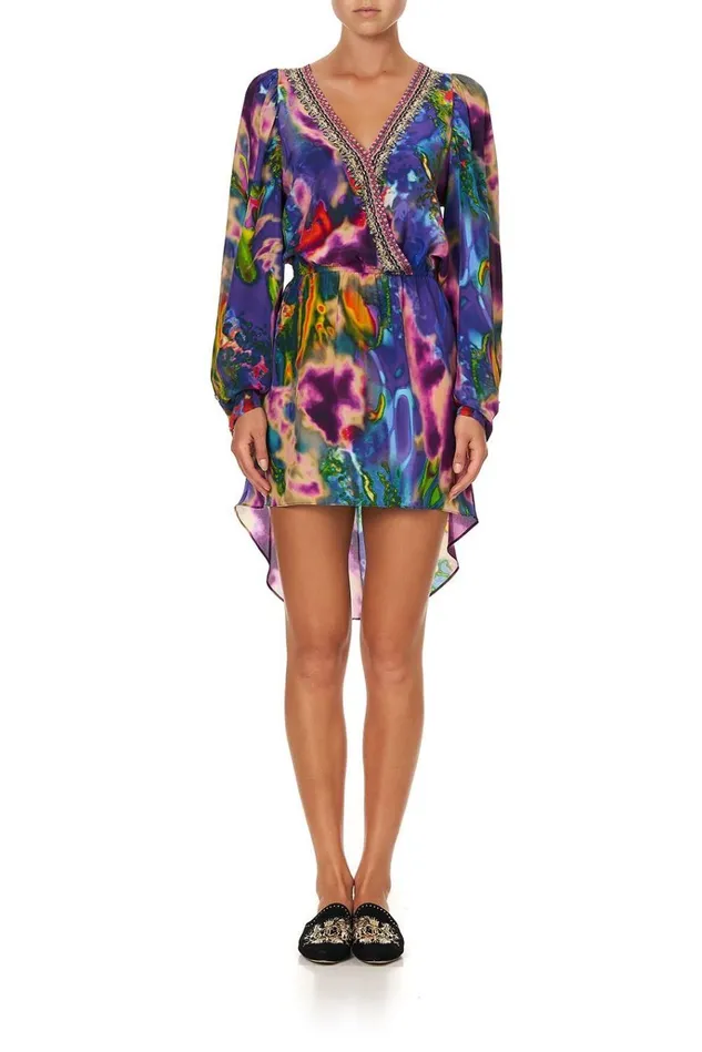 Camilla Mini Dresses Women Cross Front High Low Mini Dress Acid Abbey