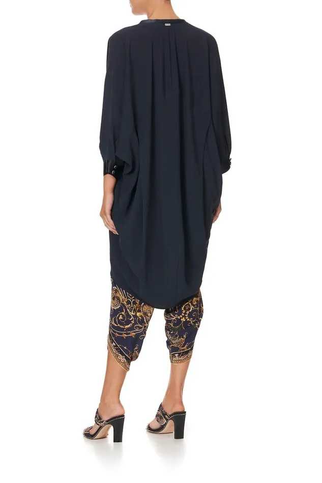 Camilla Mini Dresses Women VNeck Dress With Draped Back Solid Navy