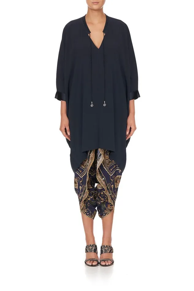 Camilla Mini Dresses Women VNeck Dress With Draped Back Solid Navy