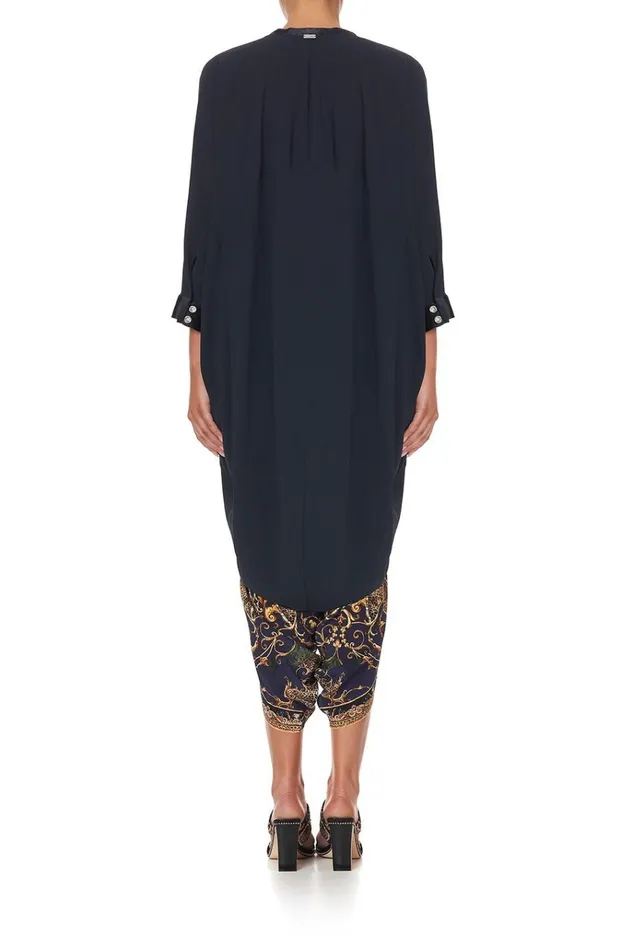 Camilla Mini Dresses Women VNeck Dress With Draped Back Solid Navy
