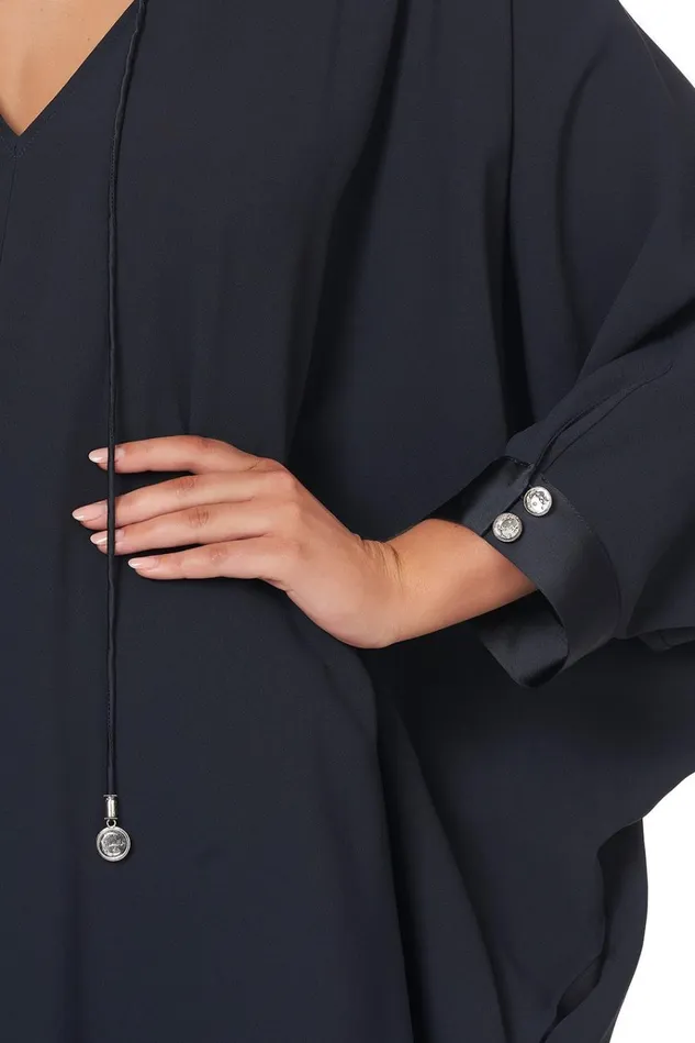 Camilla Mini Dresses Women VNeck Dress With Draped Back Solid Navy