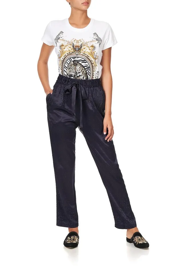 Camilla Modest Clothing Women Drop Crotch Slim Leg Pant Luxe Navy