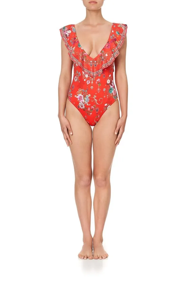 Camilla One Pieces Women Deep V Frill One Piece Cameos Can Can