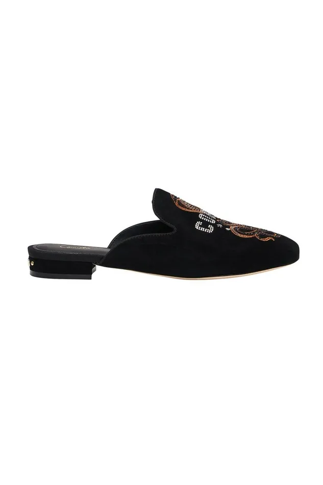 Camilla Shoes Women Square Toe Slipper Solid Black