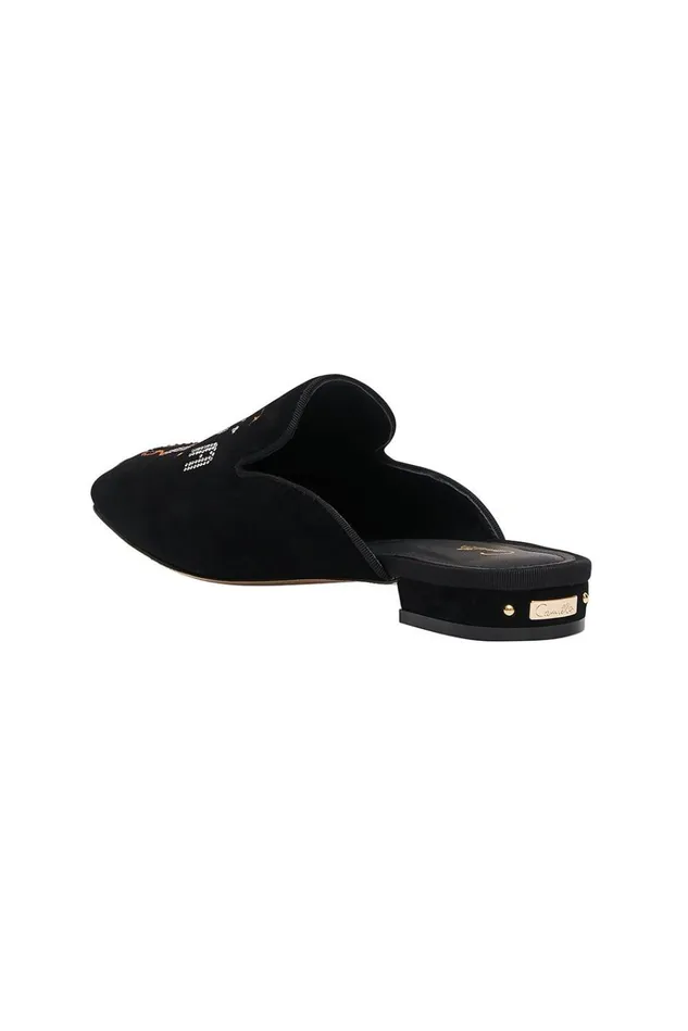 Camilla Shoes Women Square Toe Slipper Solid Black