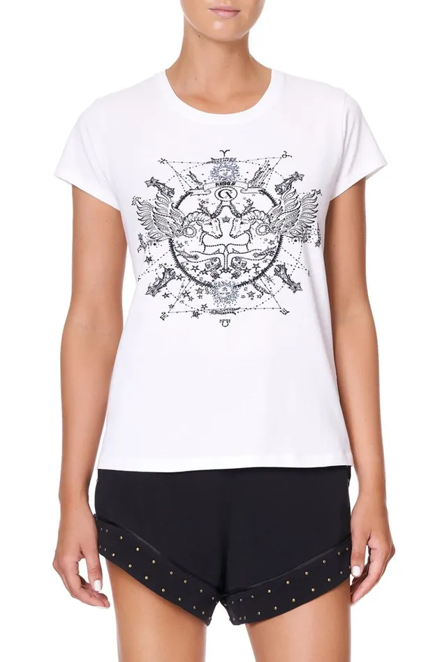 Camilla Tees Women Curved Hem Fitted Tee Aries