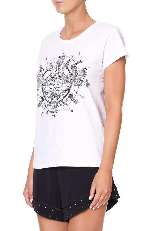 Camilla Tees Women Curved Hem Fitted Tee Aries